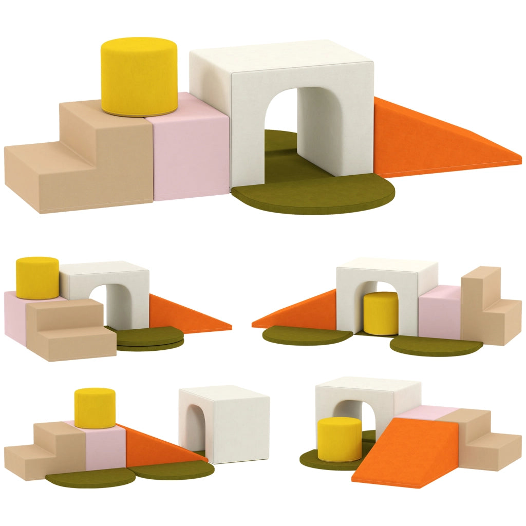 Set 8 Costruzioni Morbide ¨C Xylo ¨C Velluto Arancione per Bambini 0-3 Anni