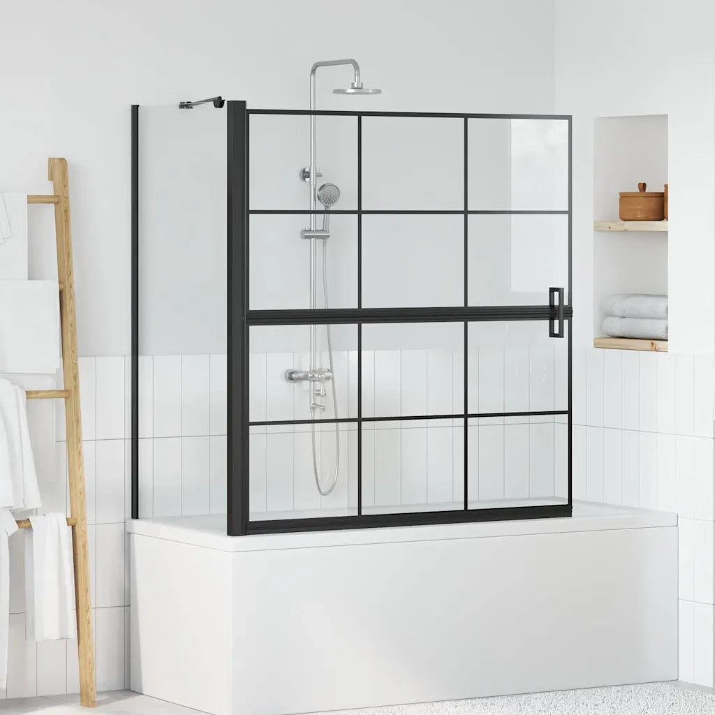 Schermo per Bagno e Doccia Nero e trasparente 116 x 68 x 128 cm 42018555