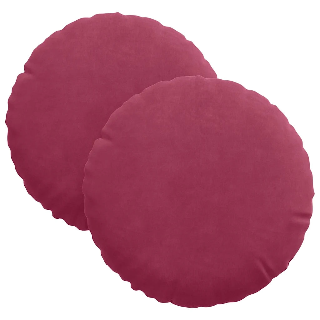 Cuscini per Seduta 2 pcs Rosso Vino Ø30 x 13 cm Velluto 42014105