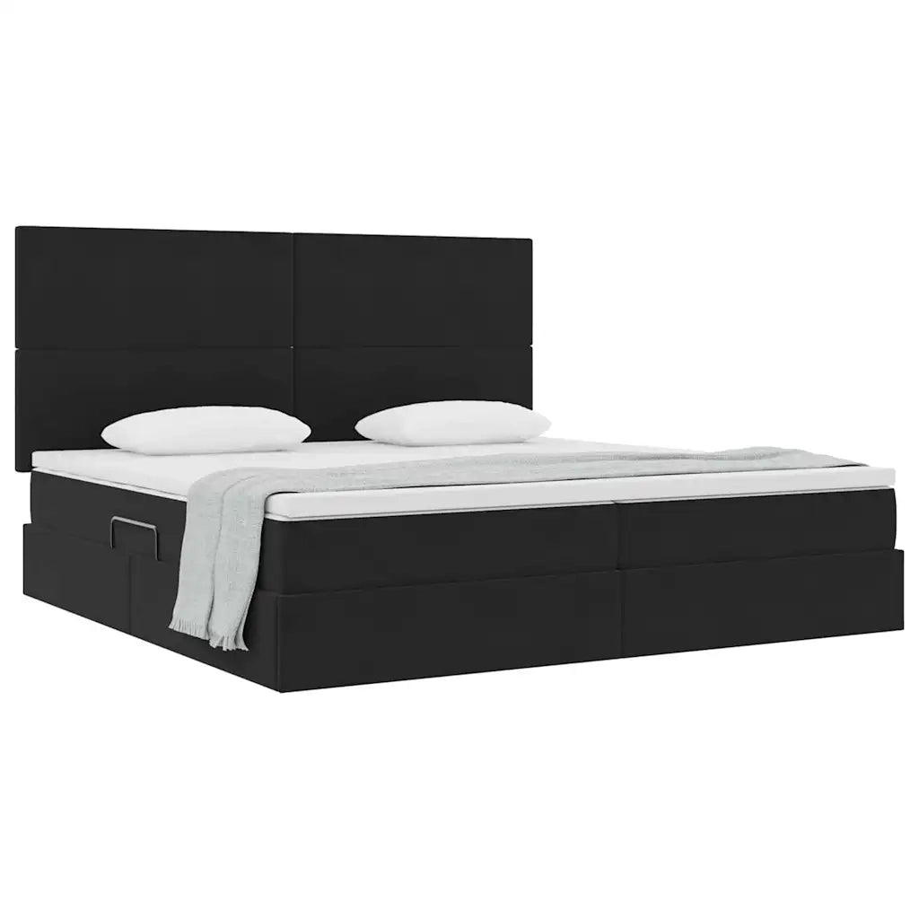 Letto con contenitore e materasso Nero 200 x 200 cm Velluto 3371993