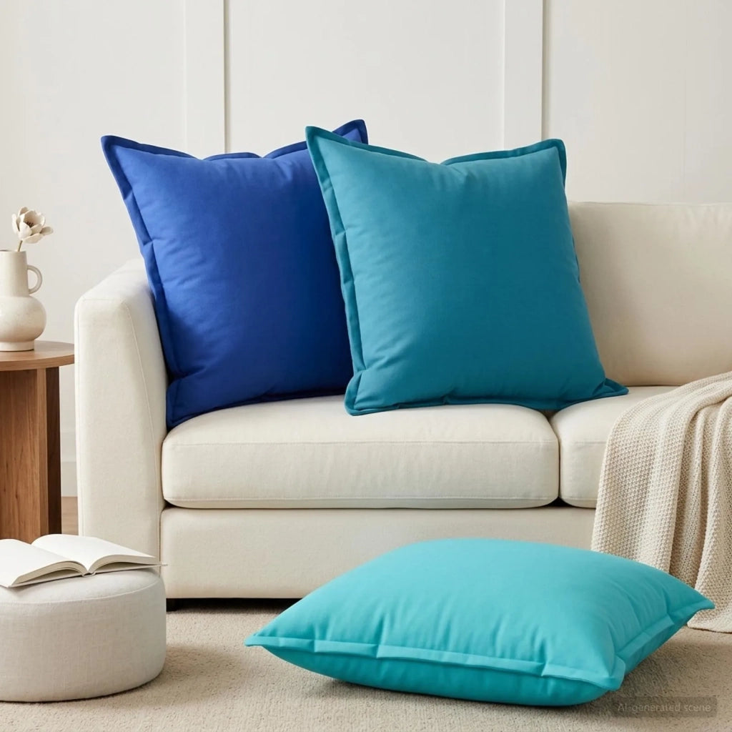 Federa 2 pz HOUTEN Blu Reale 70 x 70 cm Poliestere 921411