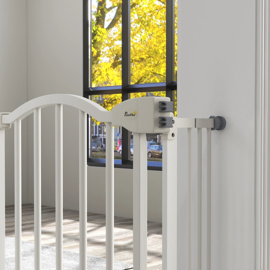 Barriera di Sicurezza Regolabile per Cani con 2 Estensioni ¨C Minimal ¨C Bianco 76-104 cm