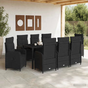 Set da pranzo per esterni 9 pz Nero polyrattan 3422305