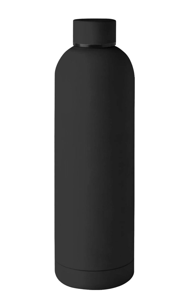 Borraccia Termica 1 Litro Bottiglia Acciaio Inox Inossidabile Doppio Strato 1000 Ml Tappo Antigoccia Doppia Camera Bevande Calde Fredde Termos Sistema Sottovuoto Rivestimento Soft Touch  - Nero