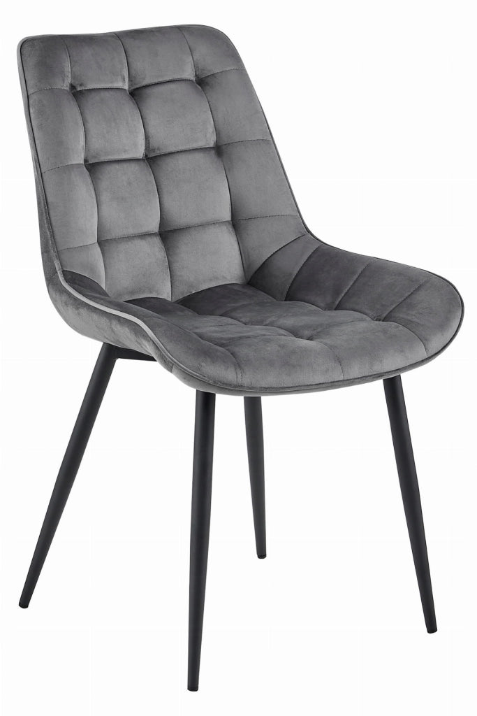 Sedia VALORA BERA - Velluto grigio scuro con gambe nere