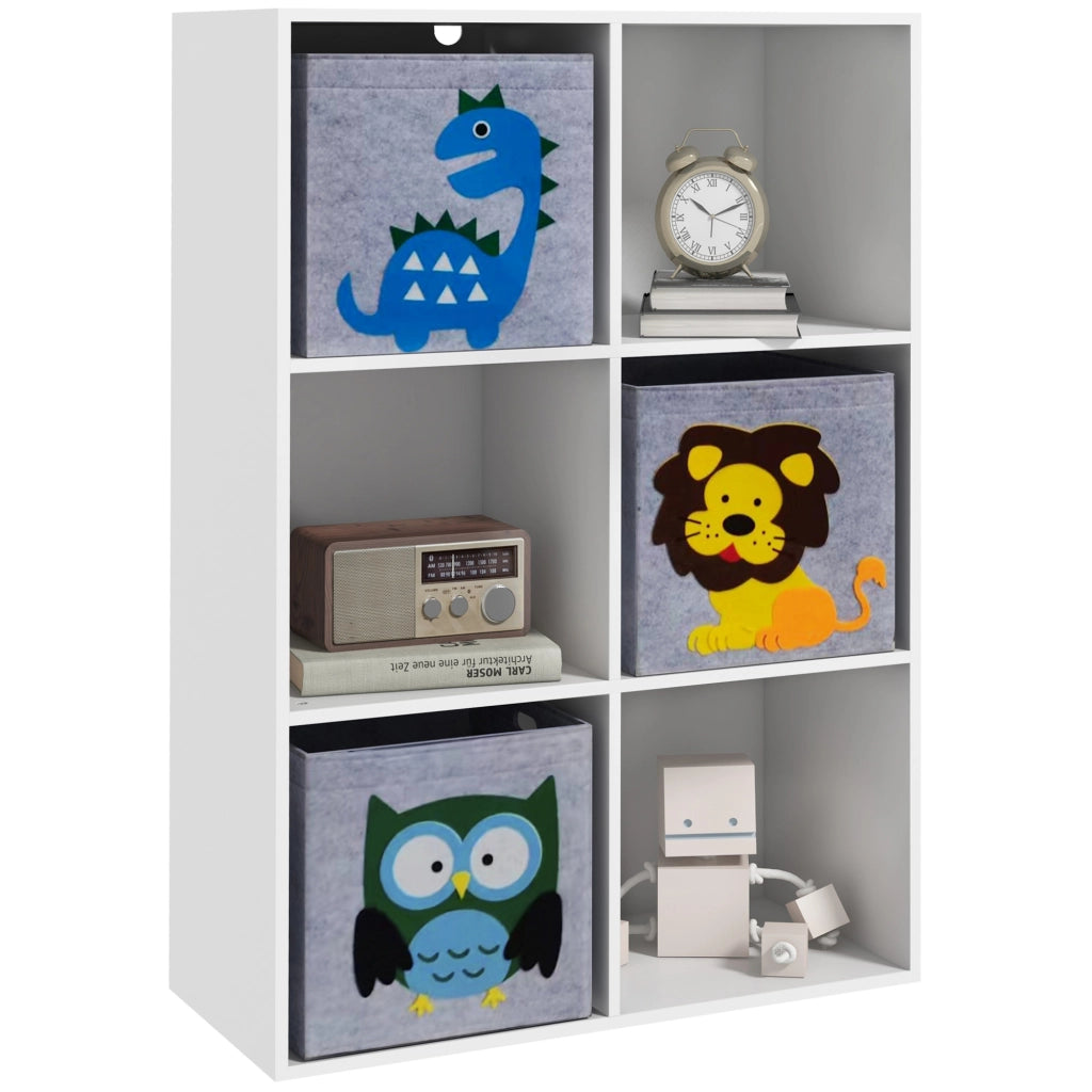 Libreria per Bambini a 6 Cubi ¨C Minimal ¨C Grigio e Bianco, MDF e Melamina, 61.8x29.9x91.5 cm