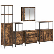 Set di mobili per il Bagno | Armadio da bagno 5 pz Marrone Legno multistrato