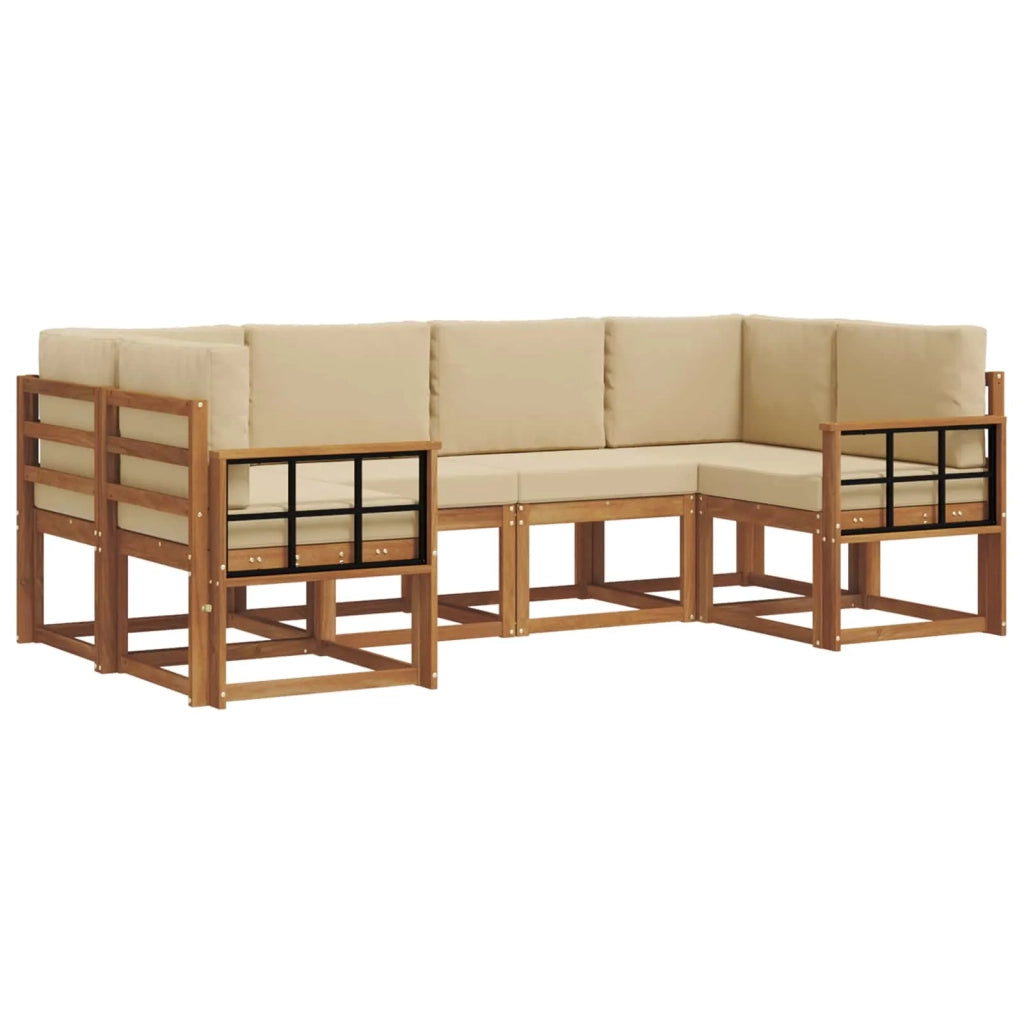 Set di divani da esterno con cuscino 6 pcs Naturale e Beige 3366896