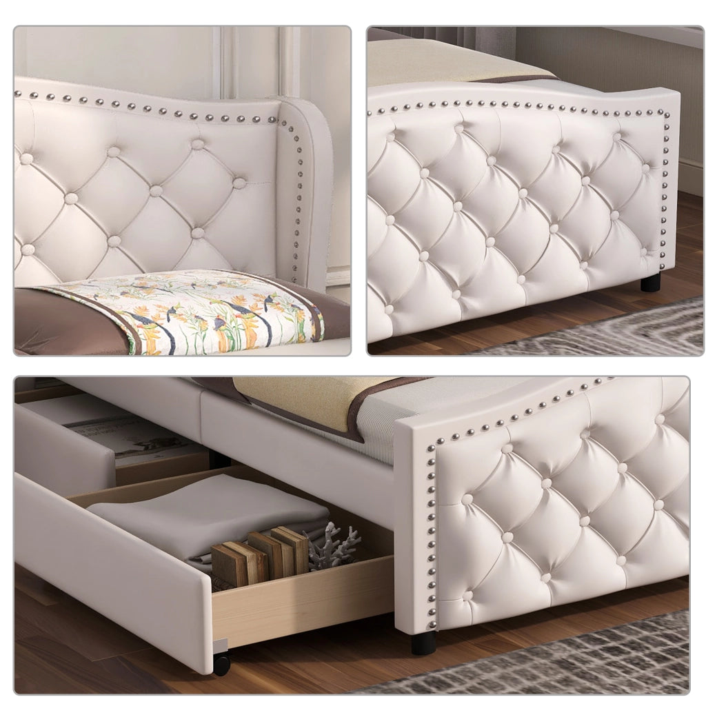 letto imbottito pu bianco 140 x 200 cm