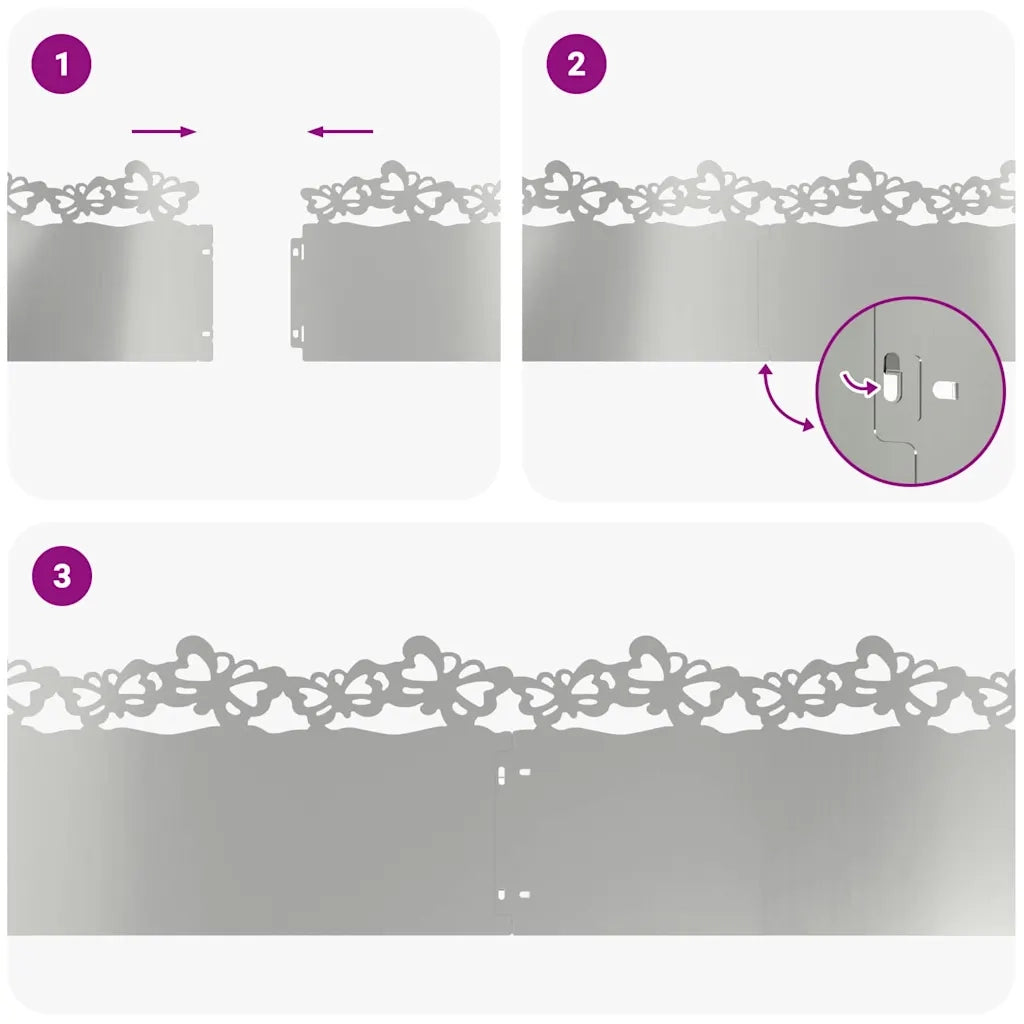 Bordure per prato 10 pcs Argento 103 x 0,05 x 22 cm 874822