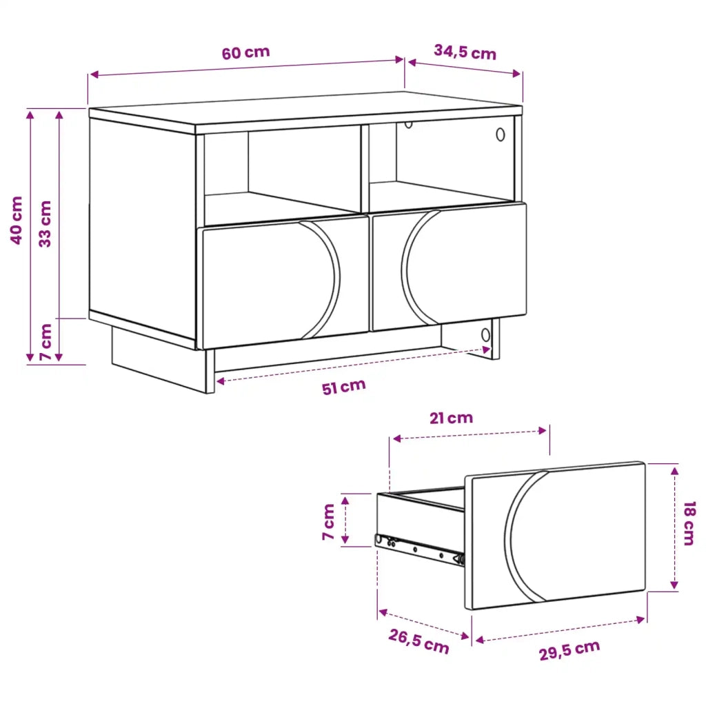 Supporto TV 60 x 34.5 x 40 cm Bianco Lucido 8011463