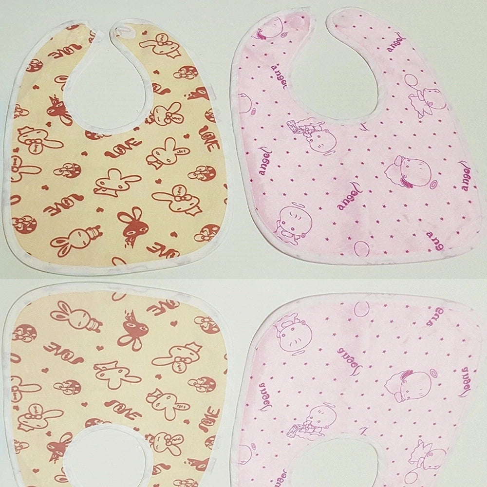 Trade Shop - Set 3 Pezzi Bavetti Bavetta Bavaglini Bambina Giallo Rosa Bimba Neonata Cotone -