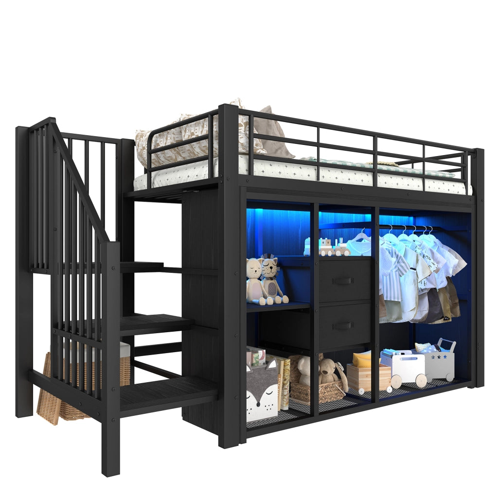 Letto singolo 90x200 - Xylo - Nero, LED