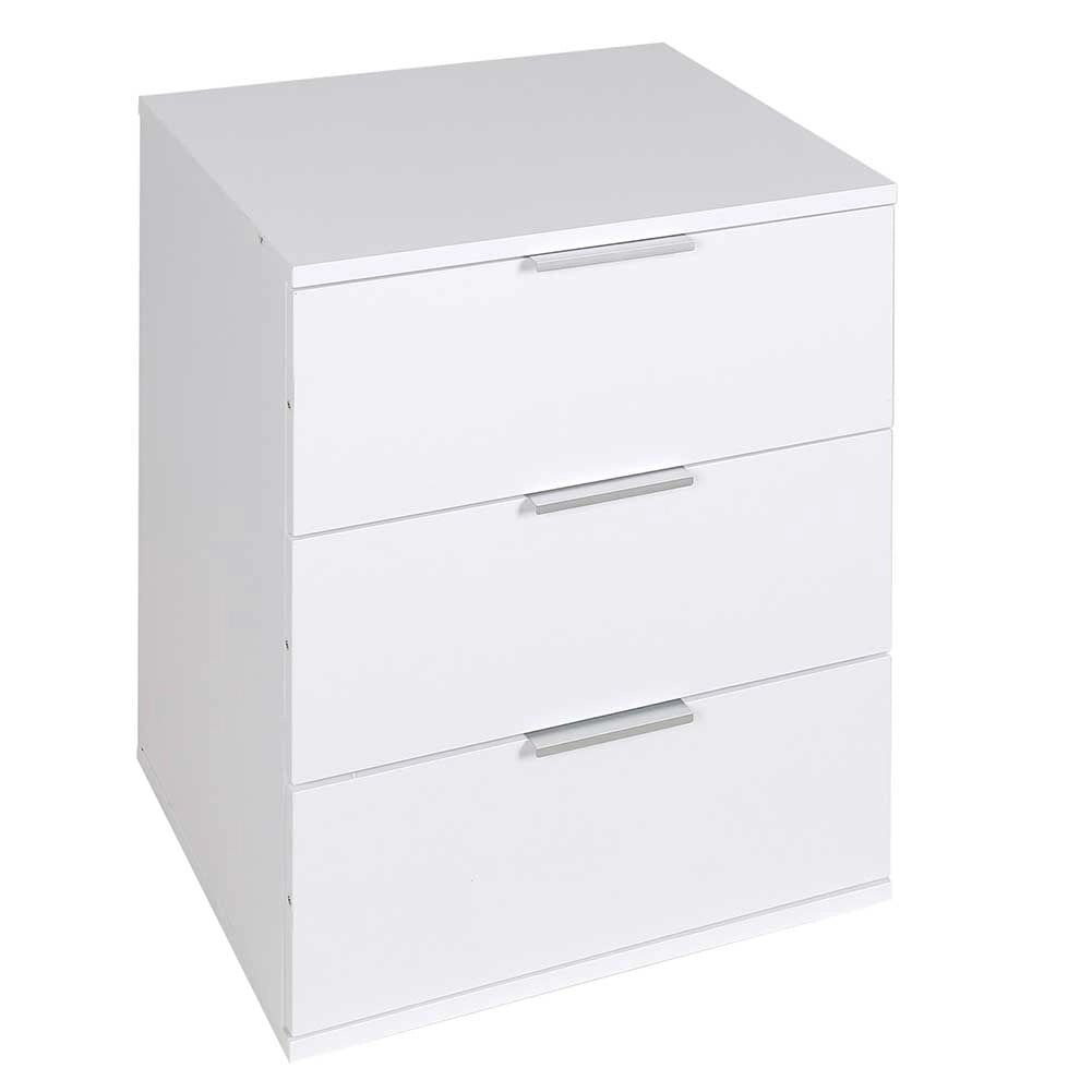 Mobile Comodino 3 Cassetti 40x46x61cm Design Moderno in legno MDF Bianco