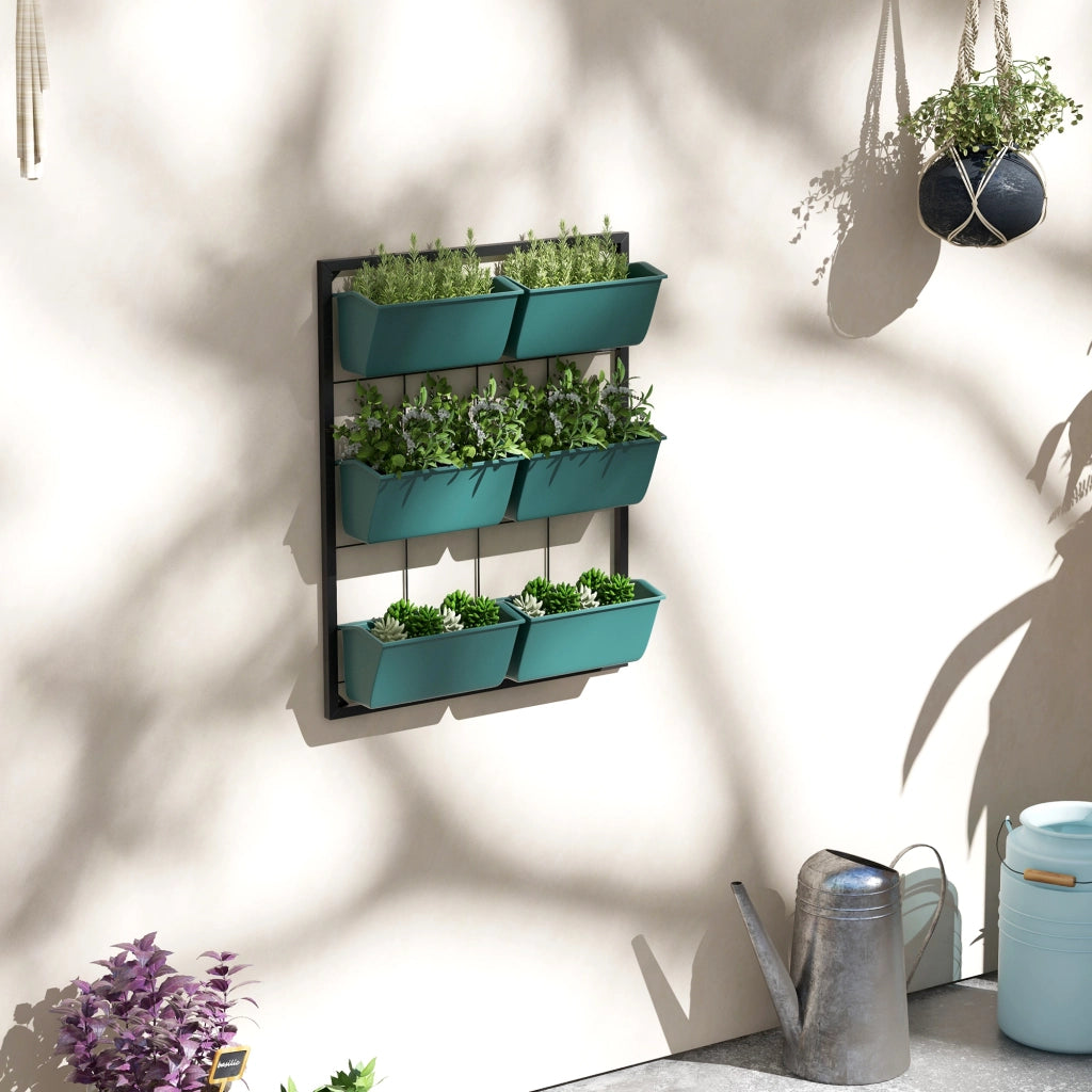 Orto Verticale da Parete ¨C Minimal ¨C Verde, Acciaio e Plastica, 52x14x66 cm