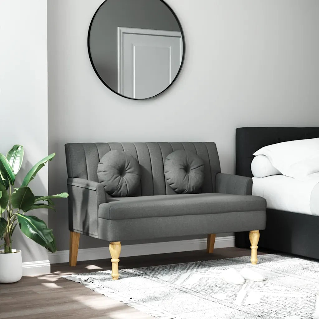 Panca con Cuscini Grigio Scuro 113x64,5x75,5 cm in Tessuto CFW2599576