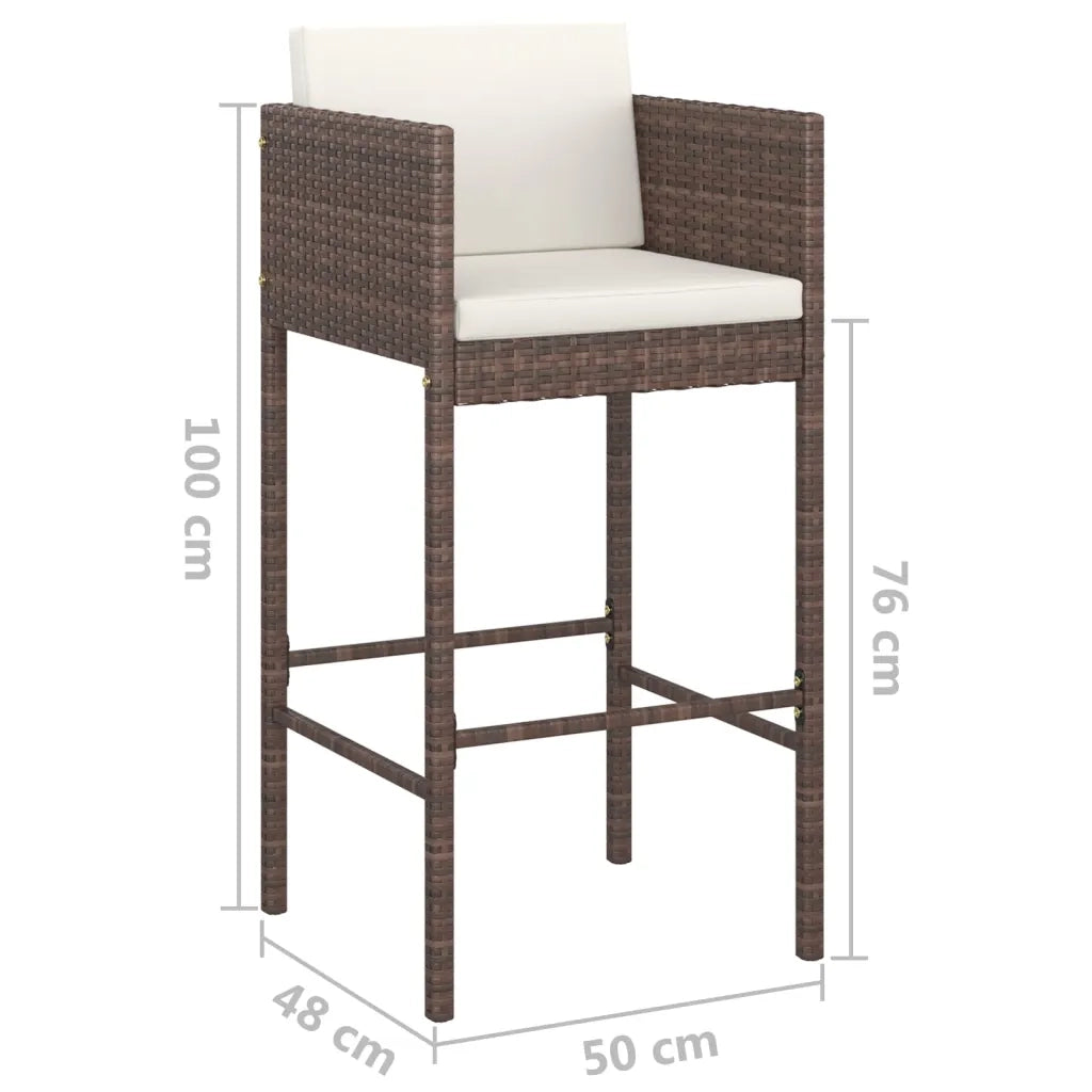 Sgabelli da Bar 4 pz con Cuscini Marroni in Polyrattan 316659