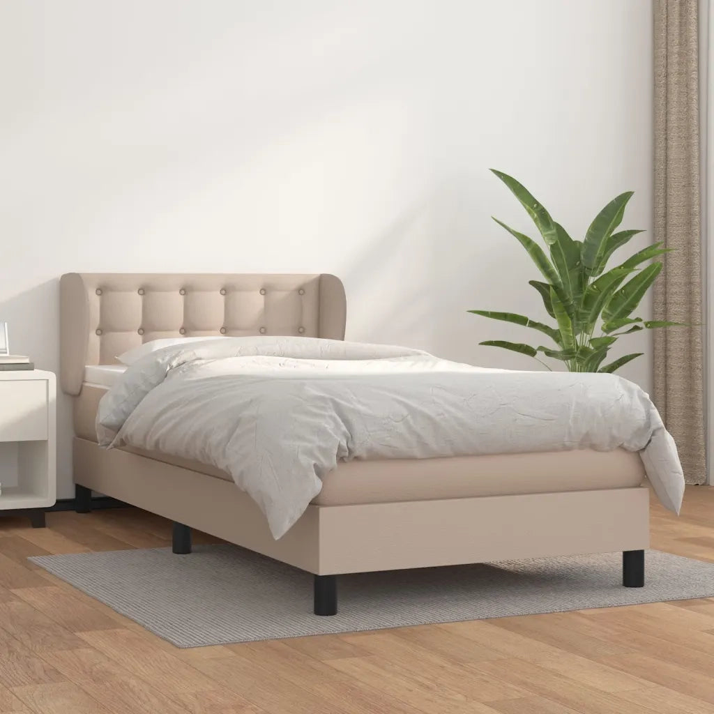 Giroletto a Molle con Materasso-Struttura Letto Cappuccino 90x200 cm Similpelle 731892
