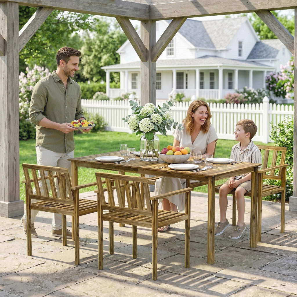 Set da pranzo 5 pezzi ¨C Minimal ¨C tavolo e sedie in teak per 4 persone