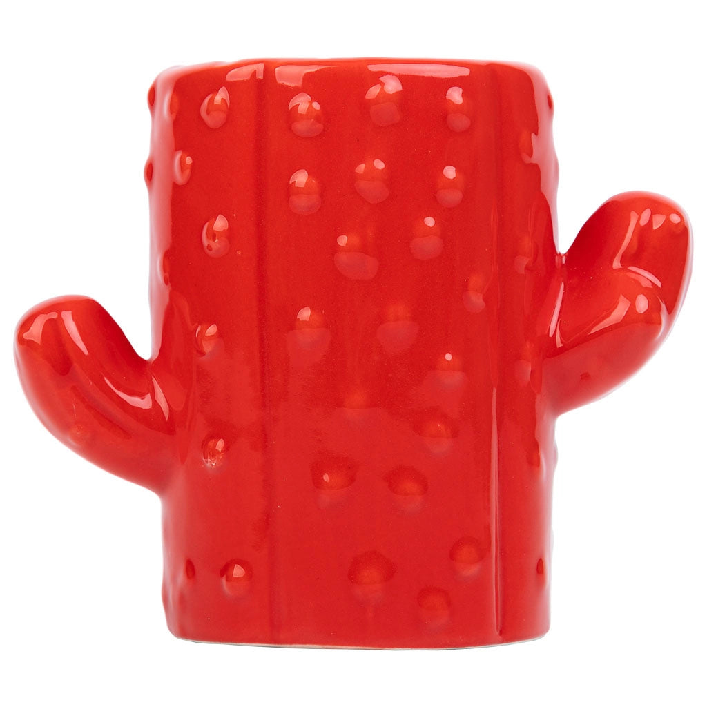 Portapenne cactus in ceramica rossa 13,5x7,8x11h