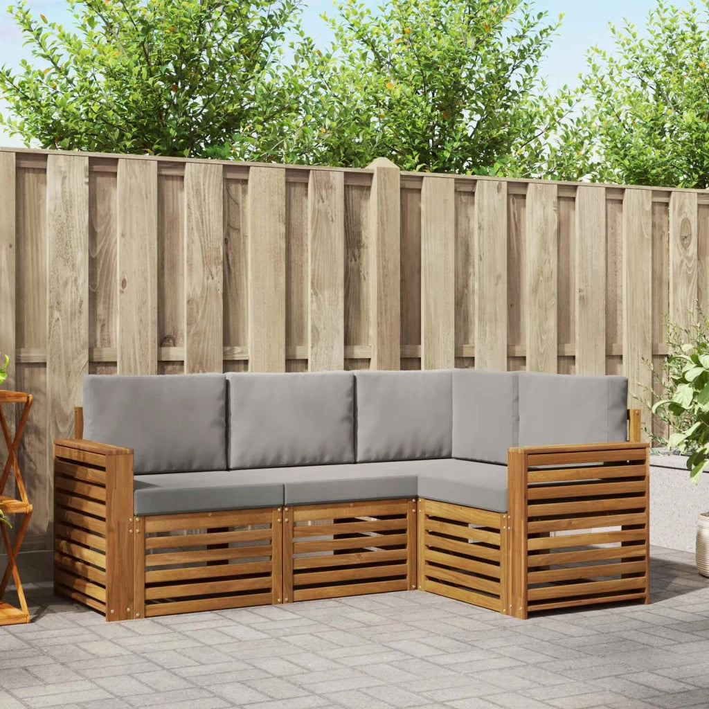 Set divani con cuscino 4 pcs Grigio Naturale e Chiaro 3374736