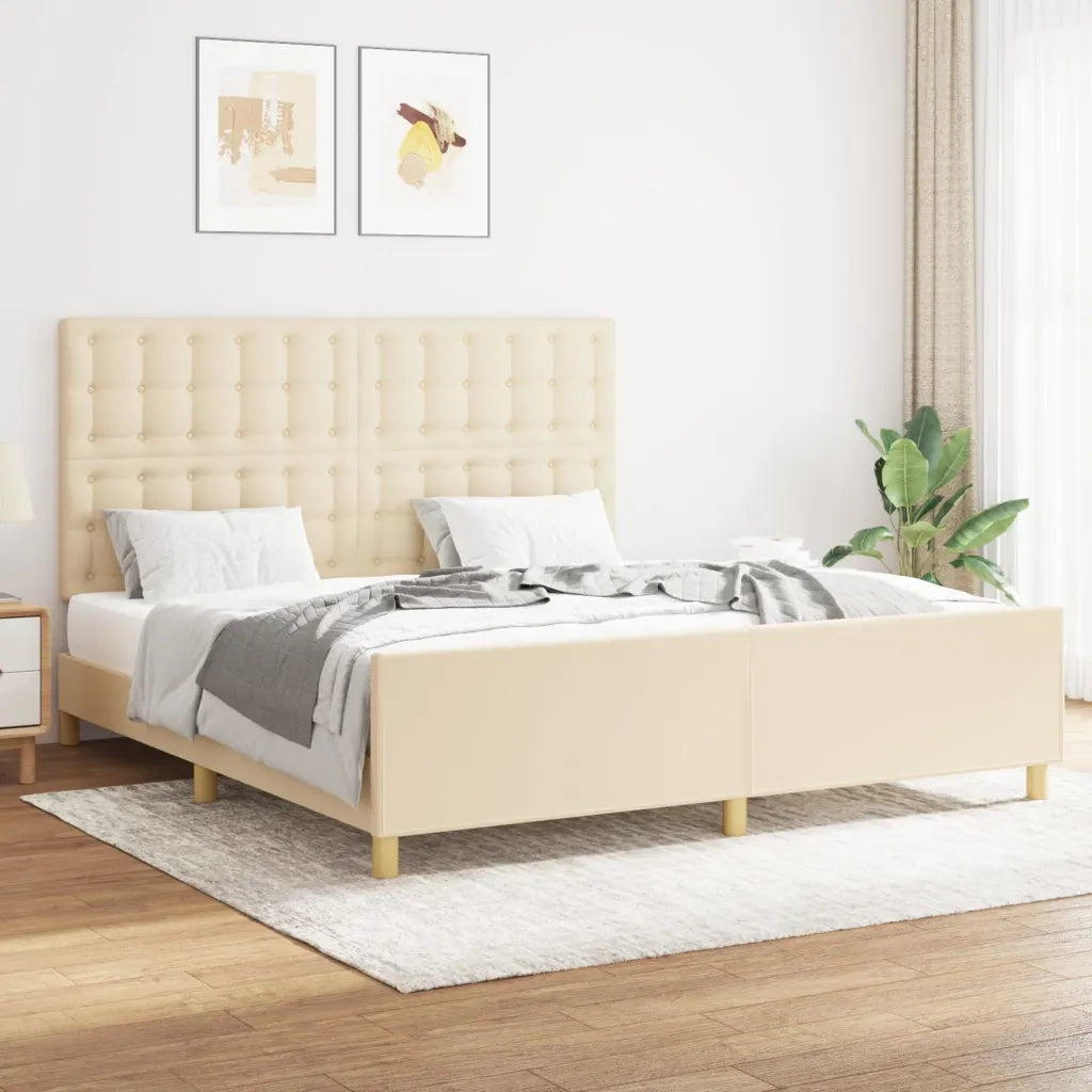 Letto matrimoniale | Letto per adulti | Giroletto senza Materasso Crema 160x200 cm in Tessuto