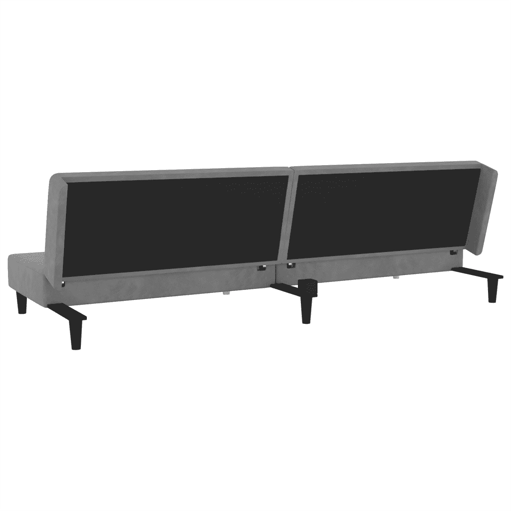 Divano letto | Sof¨¤ letto | Letto singolo a 2 Posti con 2 Cuscini Grigio Chiaro in Velluto