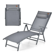 Sedia a sdraio pieghevole con schienale regolabile in 7 livelli portata 150kg, Sedia reclinabile portatile Grigio