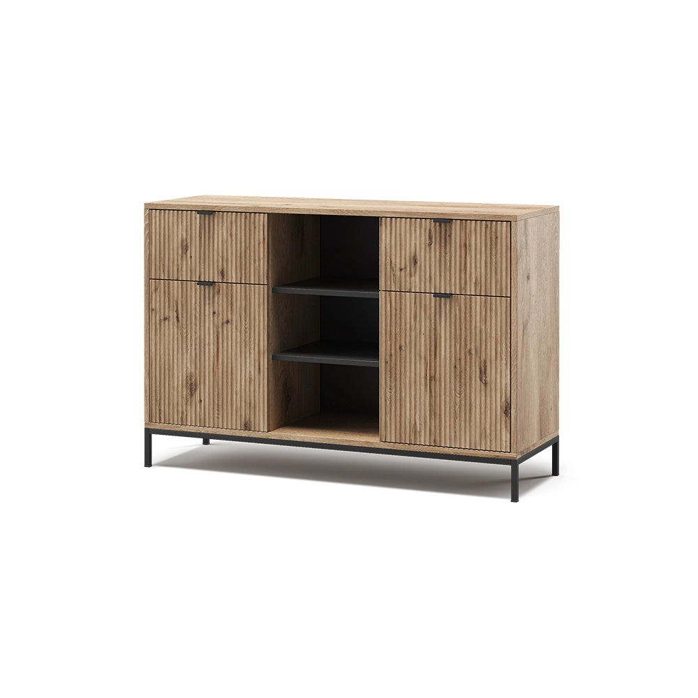 Vicco Cassettiera per camera da letto Quercia vichinga 120 x 81.2 cm con 2 cassetti e 2 ante