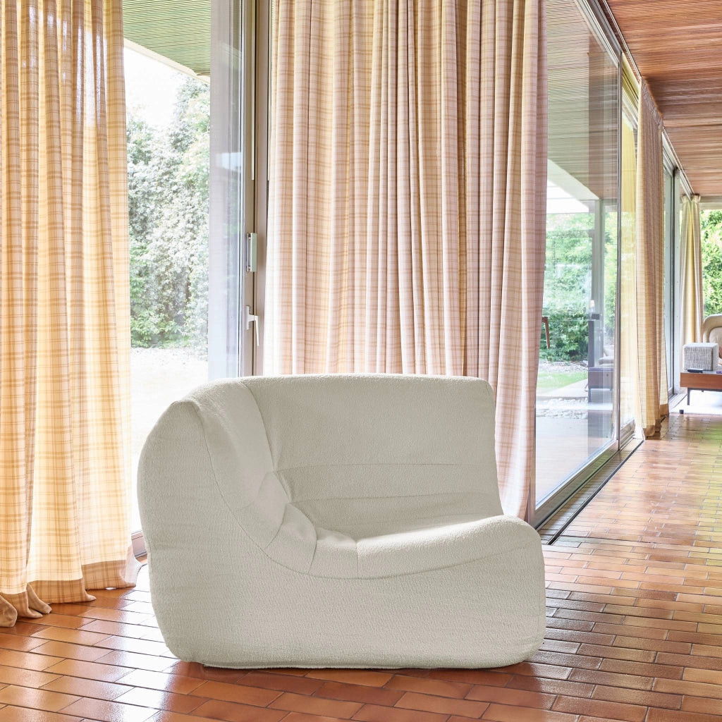 Poltrona angolare in bouclé testurizzato, bianco