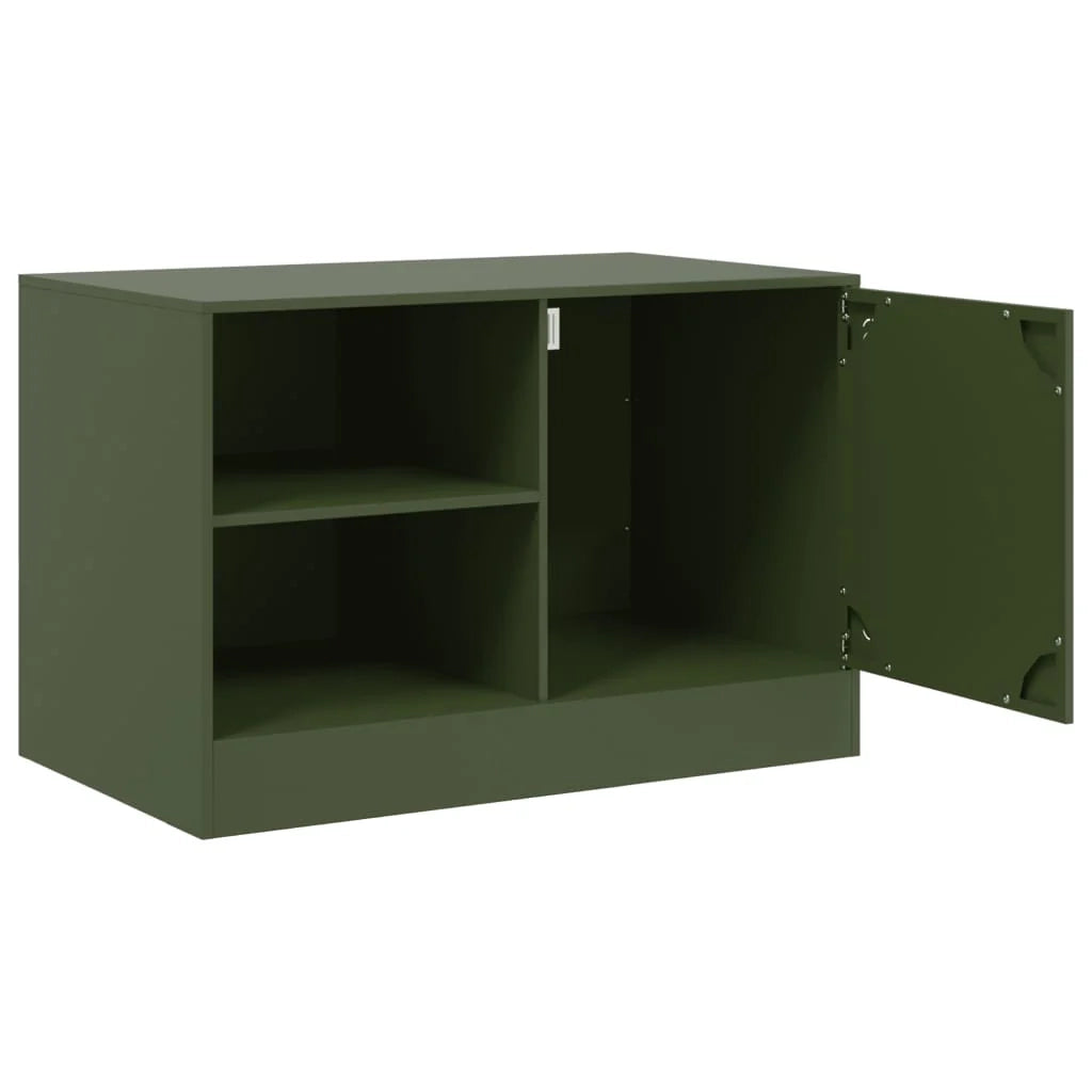 Mobile TV multimediale scaffale TV credenza mobile TV sala da pranzo soggiorno camera da letto 2 pezzi verde oliva 67 x 39 x 44 cm acciaio verde 02_0028640