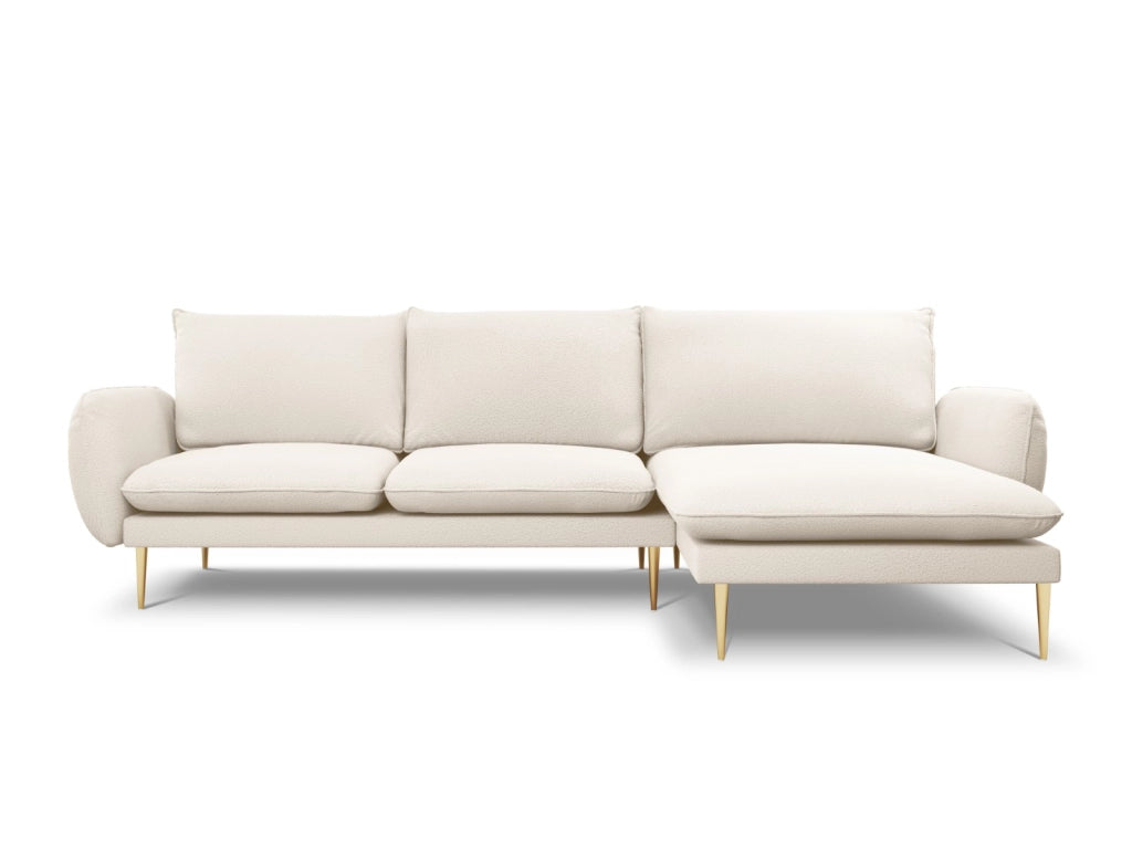 Cosmopolitan Design - Divano angolare destro "Vienna" 5 posti in bouclé beige 