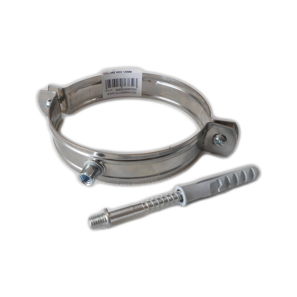 Collare fascetta murale inox 160mm spessore 8 decimi aisi 304
