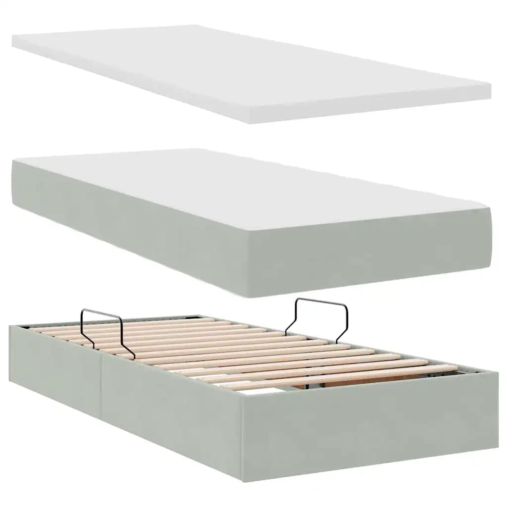 Letto con Contenitore Grigio chiaro 90 x 200 cm Velluto 3370851