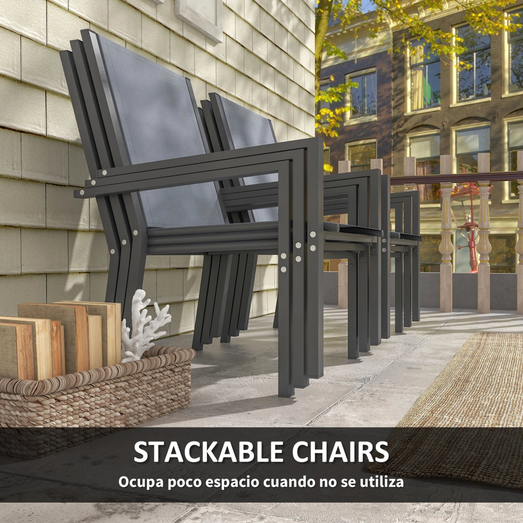 Set Tavolo e Sedie da Giardino ¨C Minimal ¨C Grigio, Acciaio, 4 Pezzi