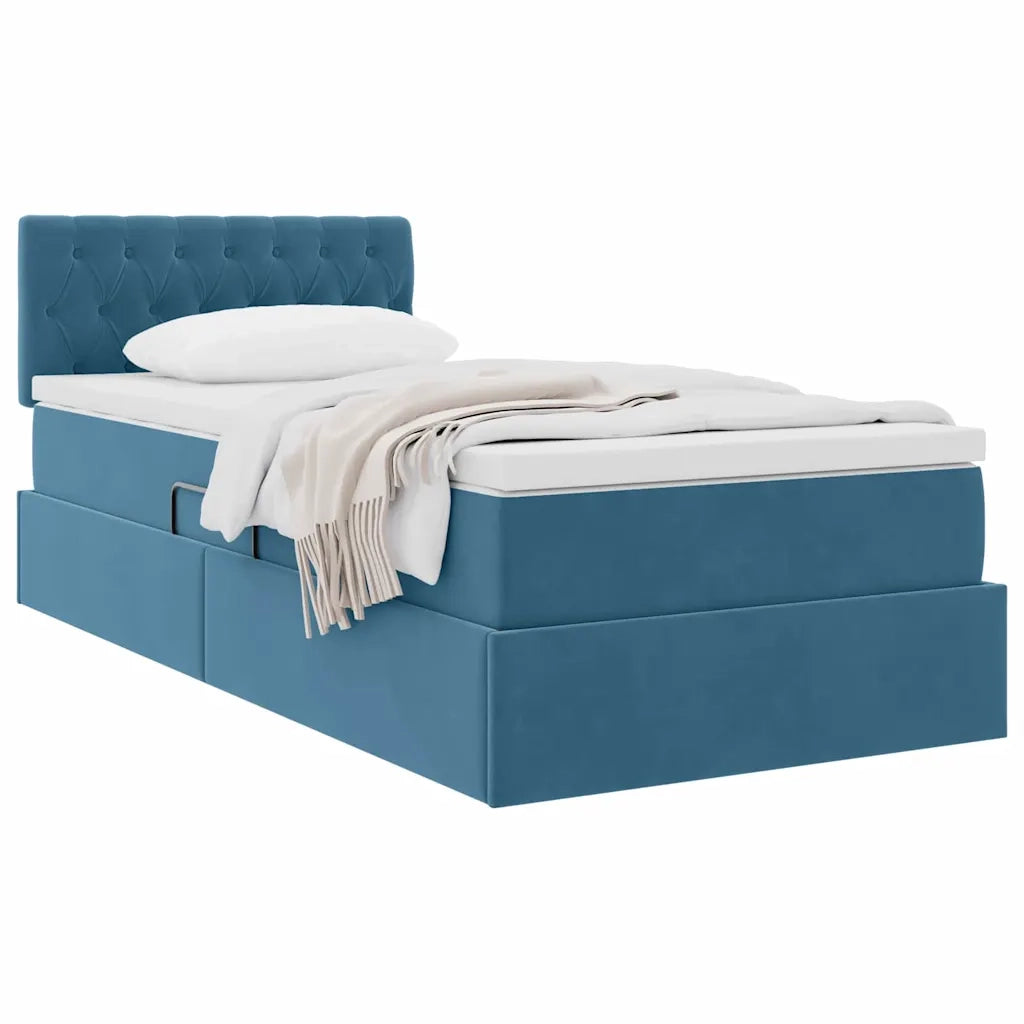 Letto con Contenitore Blu Scuro 90 x 190 cm Velluto 3370789