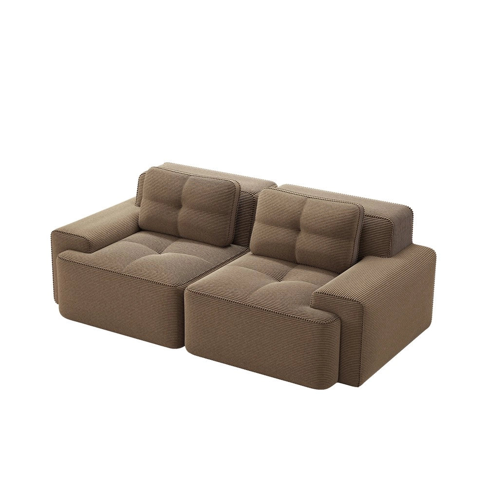 Divano Modulare Boneless ¨C Xylo ¨C Velluto a Coste, Marrone, Loveseat