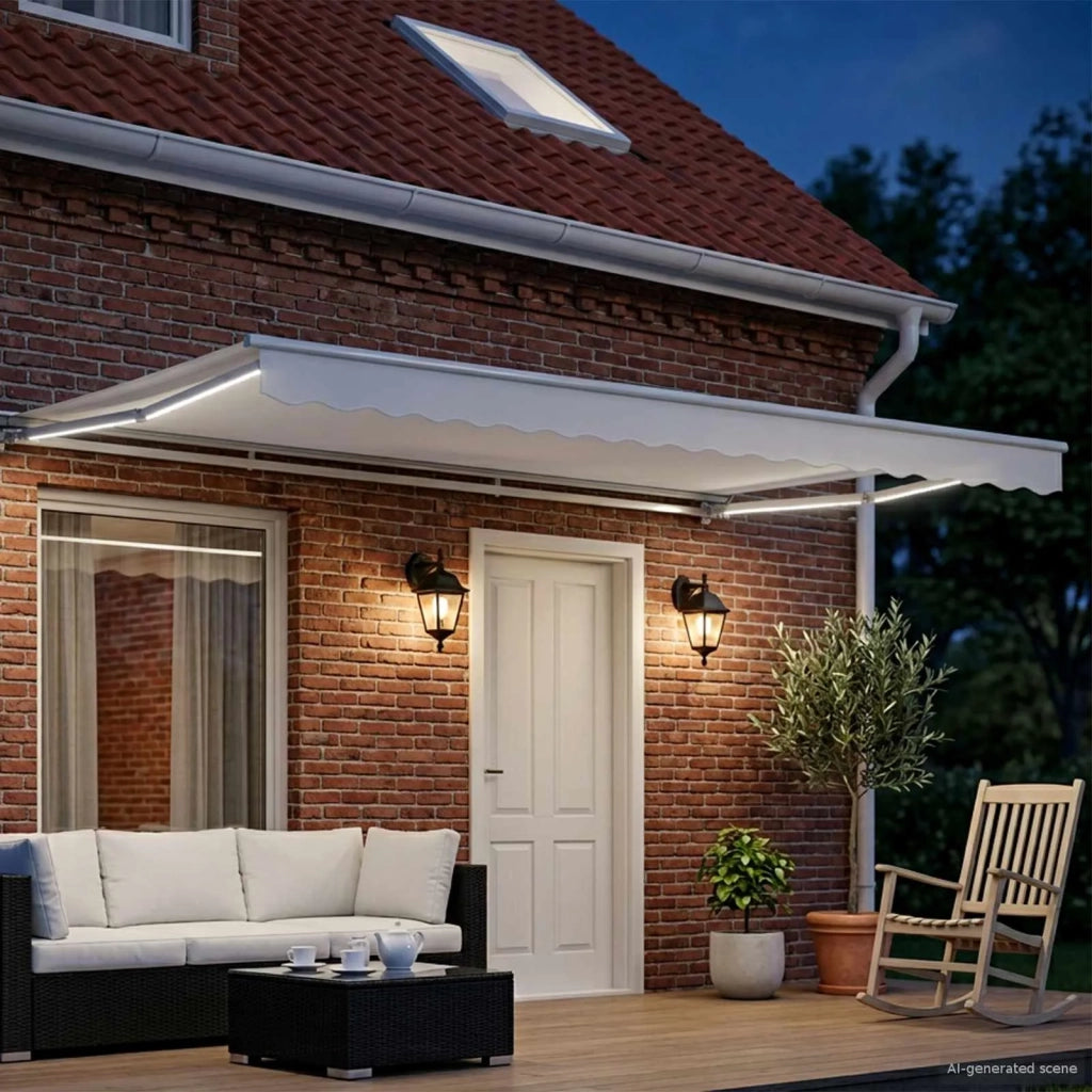 Cornice per Tenda Manuale con LED Bianco 5 × 3,5 m 3420719