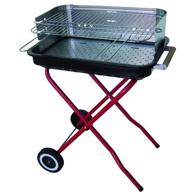 BLINKY 78800-30 Sunny-56 Barbecue a carbone con piano cottura 56x36 cm griglia cromata 3 posizioni ruote per trasporto colore Nero