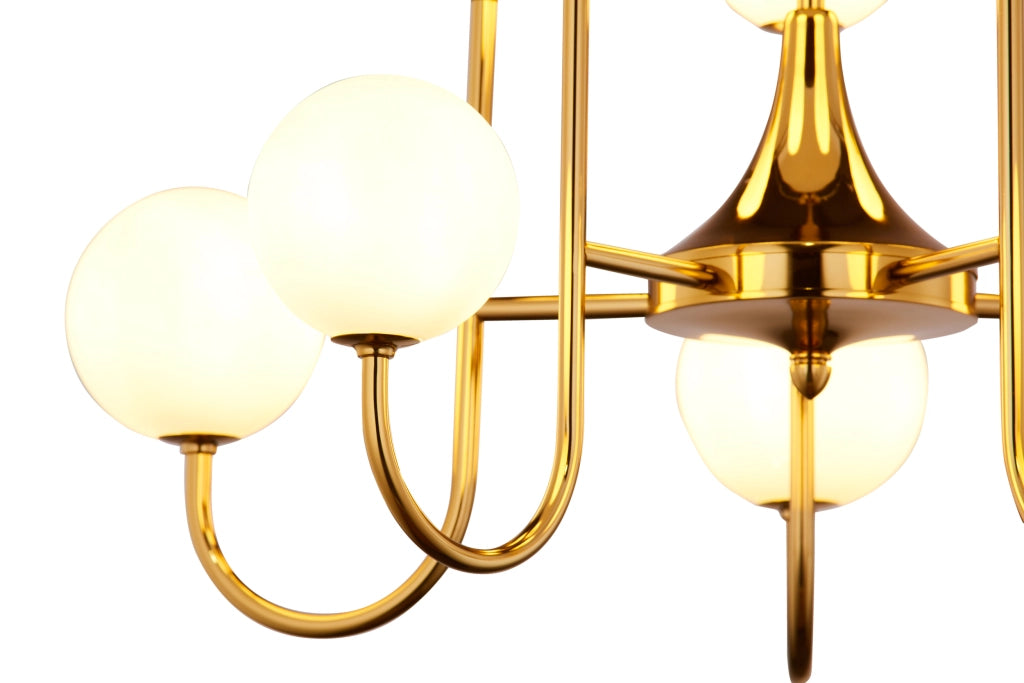 Lampadario moderno oro grande 10xG9 vetro SELEN Jupiter