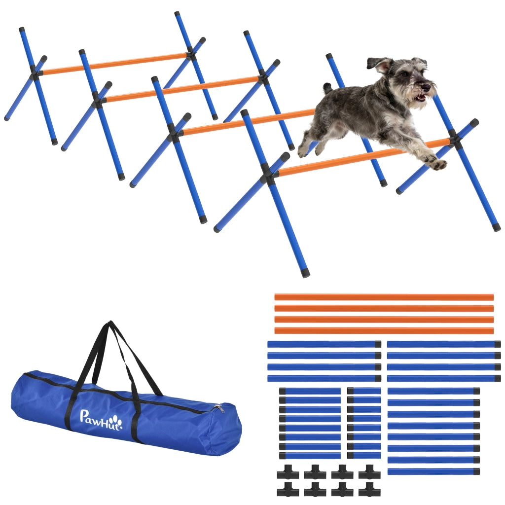 Set Agility per Cani ¨C Xylo ¨C 4 Pezzi con Ostacoli Regolabili e Borsa