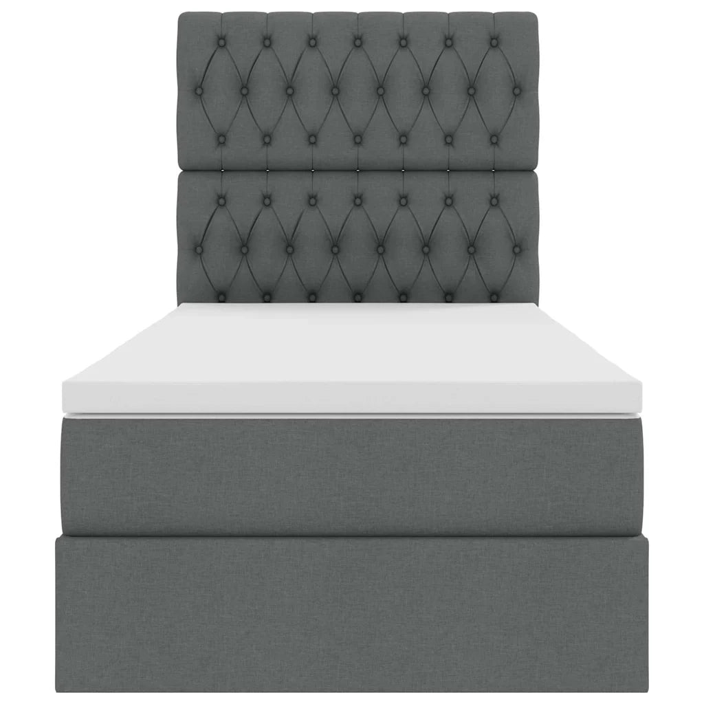 Letto con contenitore e LED Grigio scuro 90 x 190 cm Poliestere 3372448