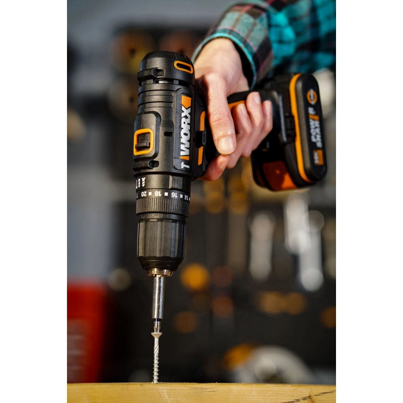 Avvitatore a Batteria 20 Volt WX100 con Coppia 30 Nm e Mandrino 10 mm per Foratura e Avvitatura - Worx