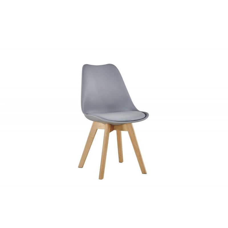 SET DA 6 SEDIE NEW LELIA PP+CUSCINO PU GAMBE LEGNO GRIGIO