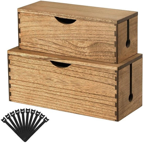 Set di scatole per cavi - Ripostiglio per cavi - 2 pezzi - Legno