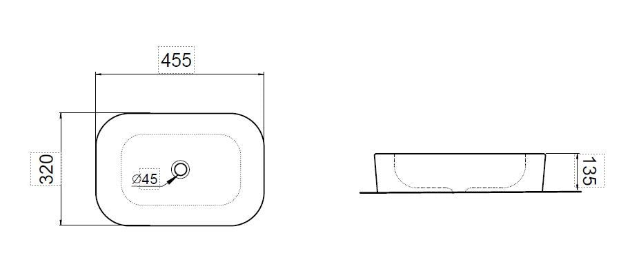 Lavabo in ceramica rettangolare da appoggio Bessi