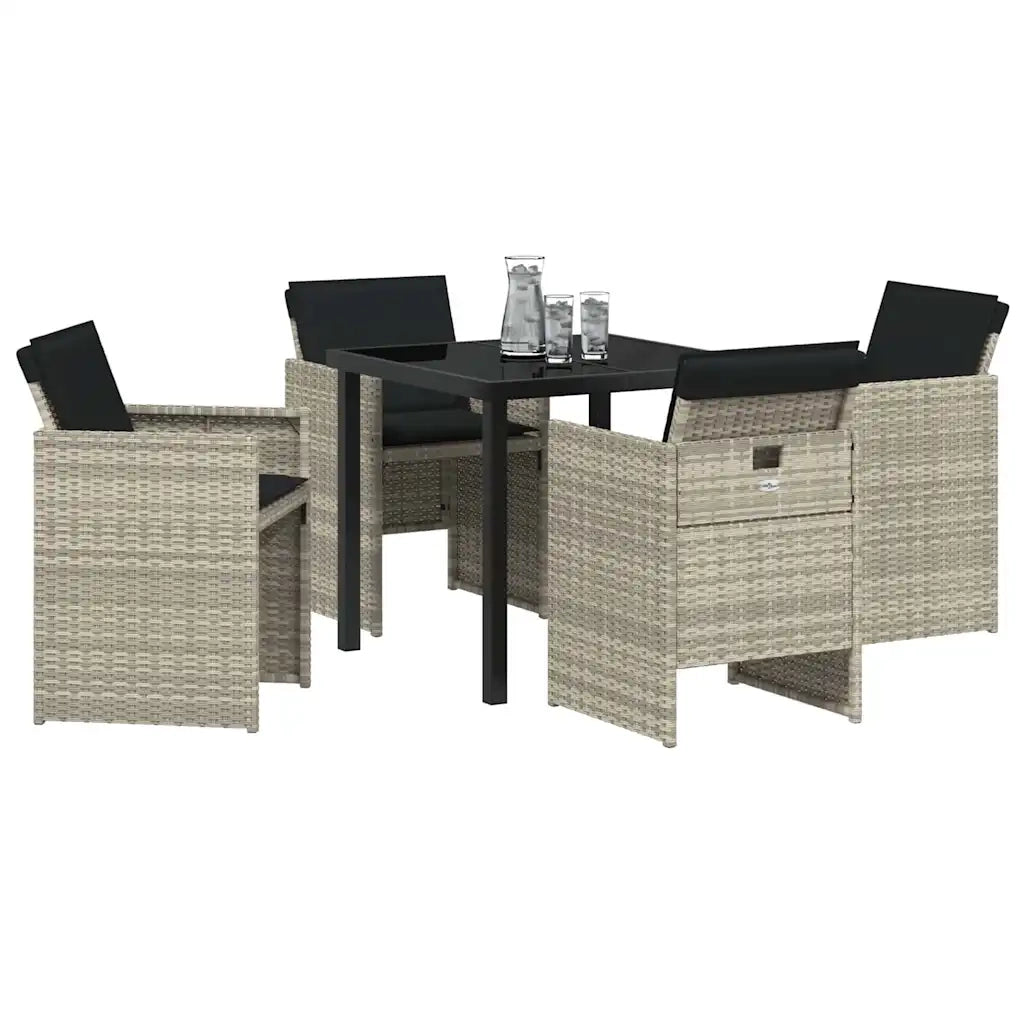 Set da Pranzo per Giardino 5 pcs Grigio chiaro polyrattan