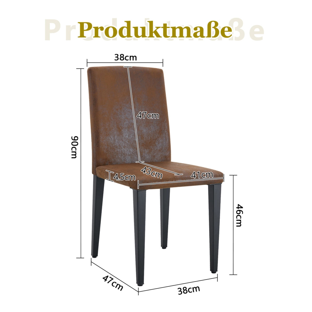 Sedie da Pranzo Set 2 Pezzi ¨C MINIMAL ¨C Tessuto Marrone, Gambe in Metallo Nero