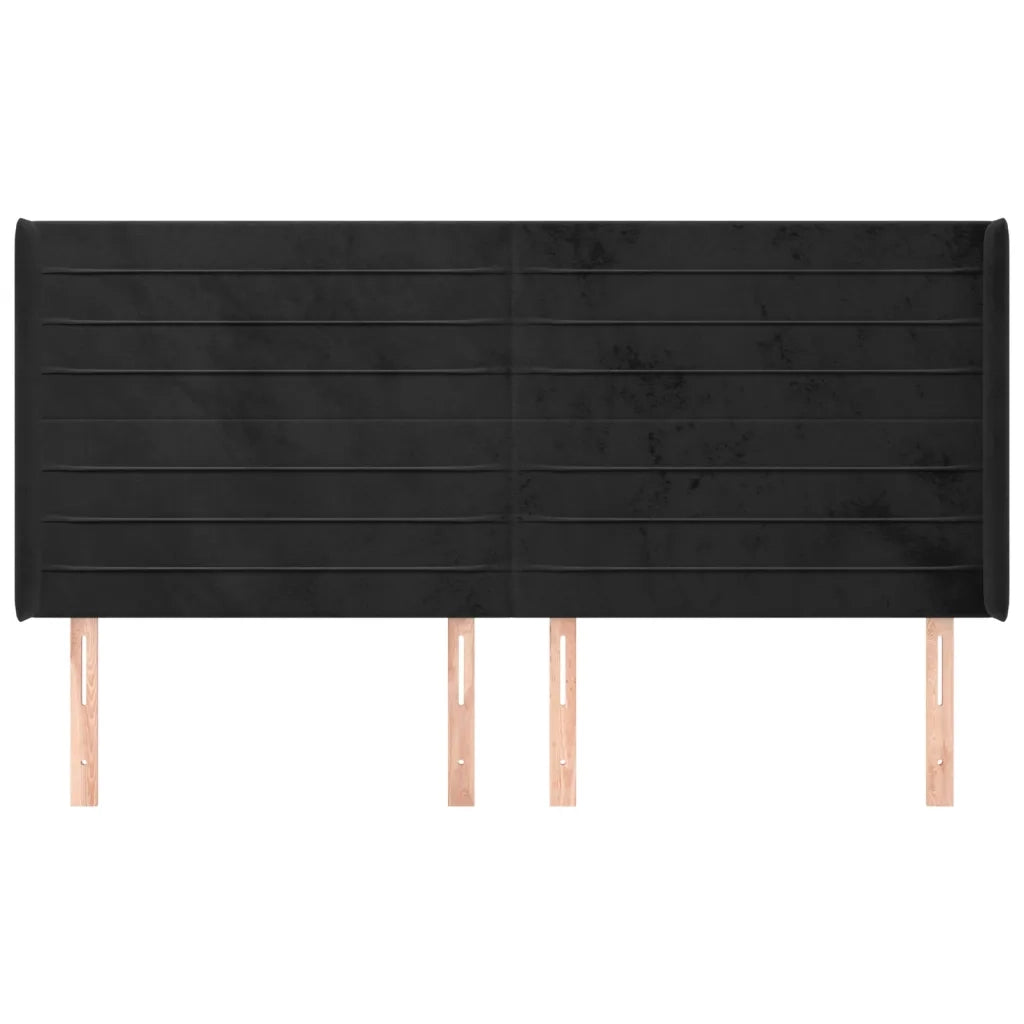 Testiera | Testata ad Orecchio Nera 163x16x118/128 cm in Velluto