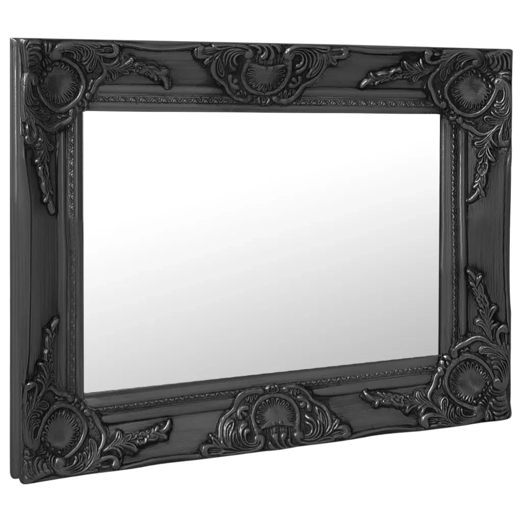 Specchio da Parete Stile Barocco-Specchio a Muro-Specchio Decorativo 50x40 cm Nero